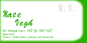 mate vegh business card